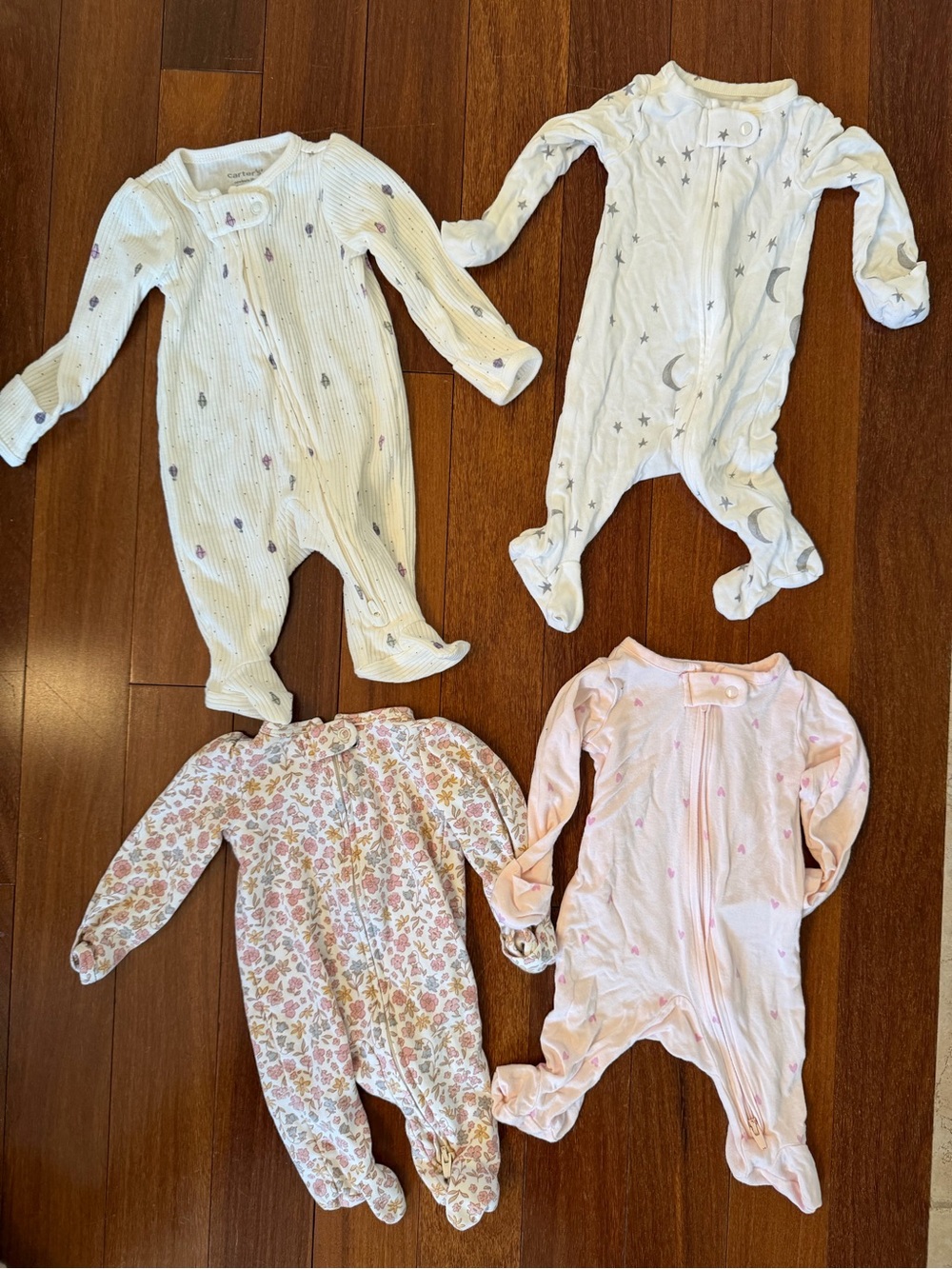 Carter's Baby Girl Sleep & Play Footie Pajamas, Newborn - SET OF 4